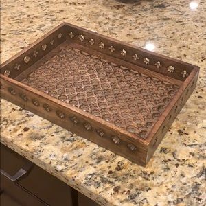 boho chic wood mirrored ottoman tray